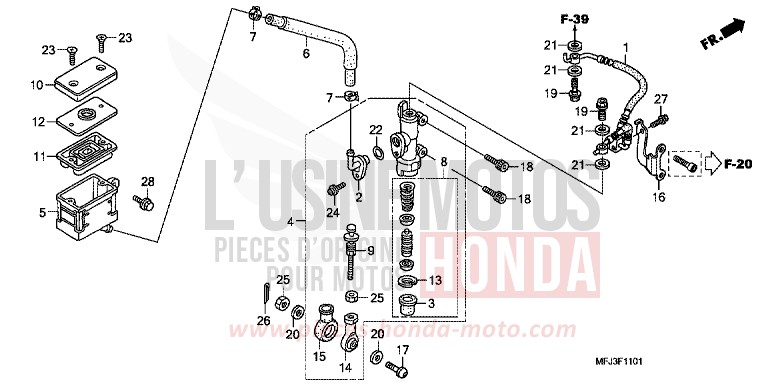 RR. BRAKE MASTER CYLINDER (CBR600RA) for CBR600RR ABS GRAPHITE BLACK (NHB01) from 2010